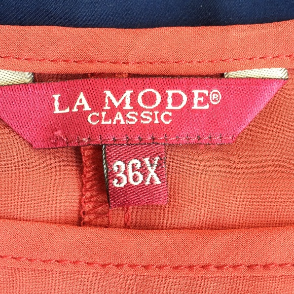 La Mode Blouse Size 36X Burnt Orange Pull On - Picture 4 of 6